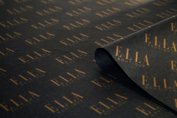 Seidenpapier schwarz mit Goldfolie, 17 g/m², 75x50 cm