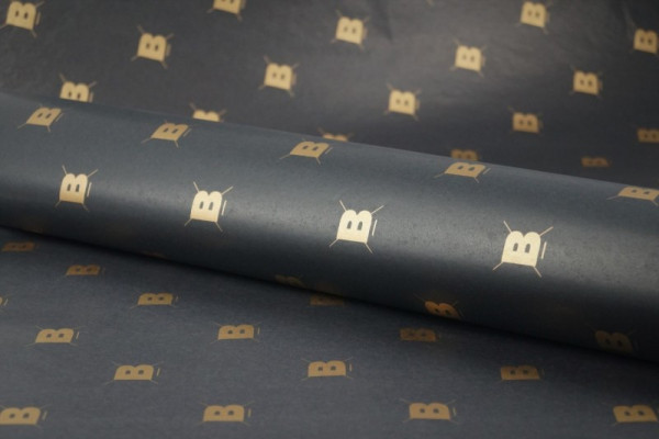 Seidenpapier schwarz mit Goldfolie, 17 g/m², 75x50 cm